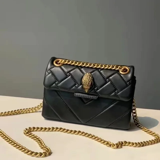 Kurt G London Kensington Black/Silver Chains Women Small Size Crossbody Bag Real Leather Luxury 3