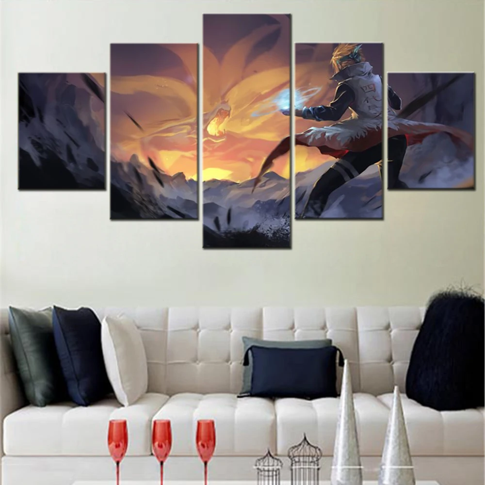 

5 Pieces Wall Art Canvas Animation Poster Naruto Home Decor Picture Print Living Room Modular Decorative Internal Home Artwork