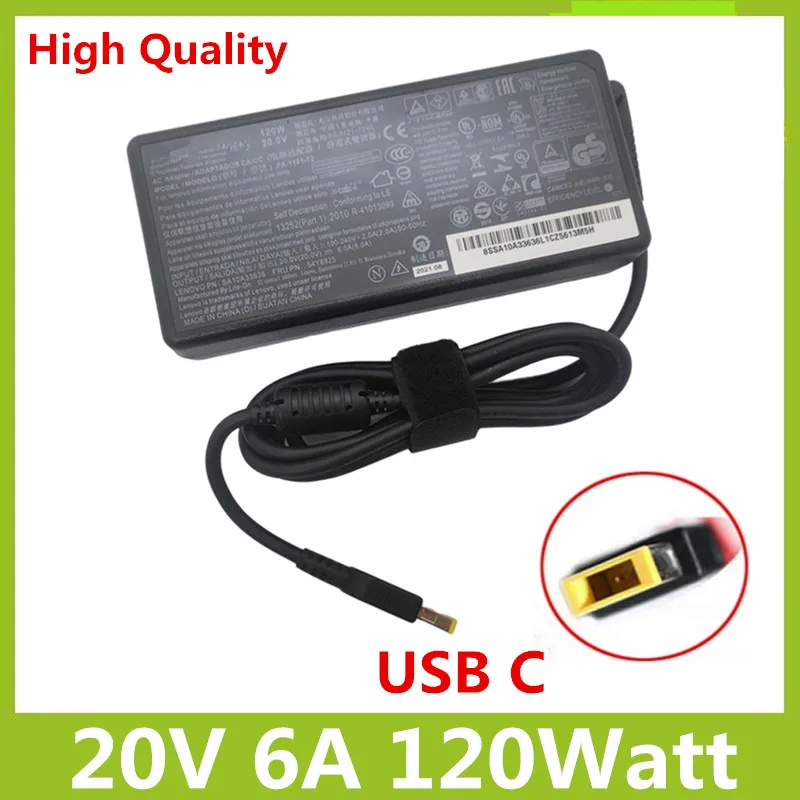 

Original 120W USB C 20V 6A AC Adapter Laptop Charger for Lenovo Thinkpad All-in-One PCPA-1121-72 00PC727 Power Supply a5000a7400