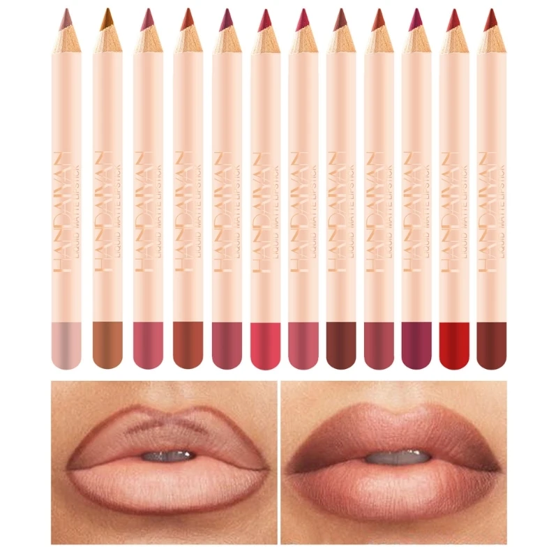 

12 Colors Lip Liner Pencil Creamy Waterproof Long Lasting Lipstick Lip Liner Set Non-stick Matte Lipstick Lips Crayon