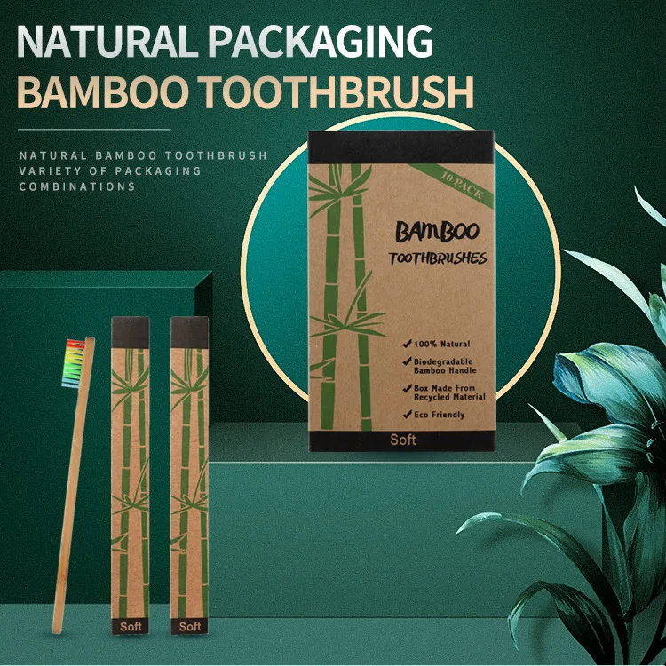 

Cross Border Single Bamboo Toothbrush Set Natural Bamboo Toothbrush Tablet Set Ten Pack Bamboo Products Toothbrush