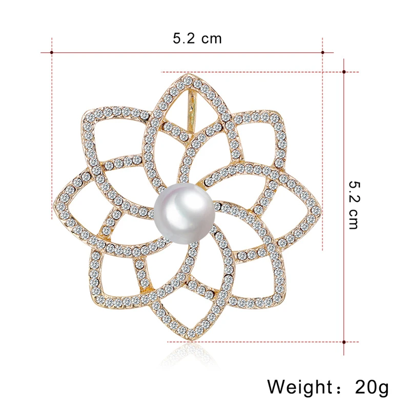 Брошь в виде цветка из сплава инкрустированная стразами новые модные украшения