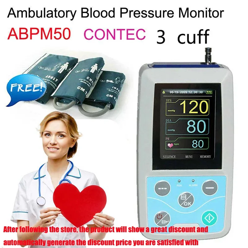 Contec Abpm50 24-часовой амбулаторный монитор артериального давления Электронный