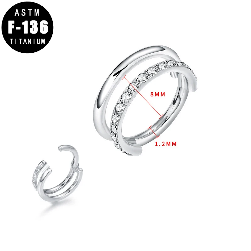 ASTM F136 титановое кольцо для пирсинга в носу циркониевое откидное сегментное
