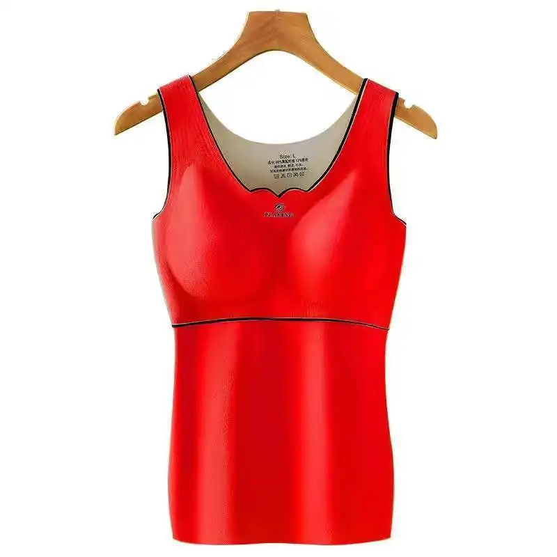 

2022 New Winter Women Solid Tank Casual Warm Velvet Padded Wireless Camisole Vest Female Thermal Thick Solid Tank Tops W90