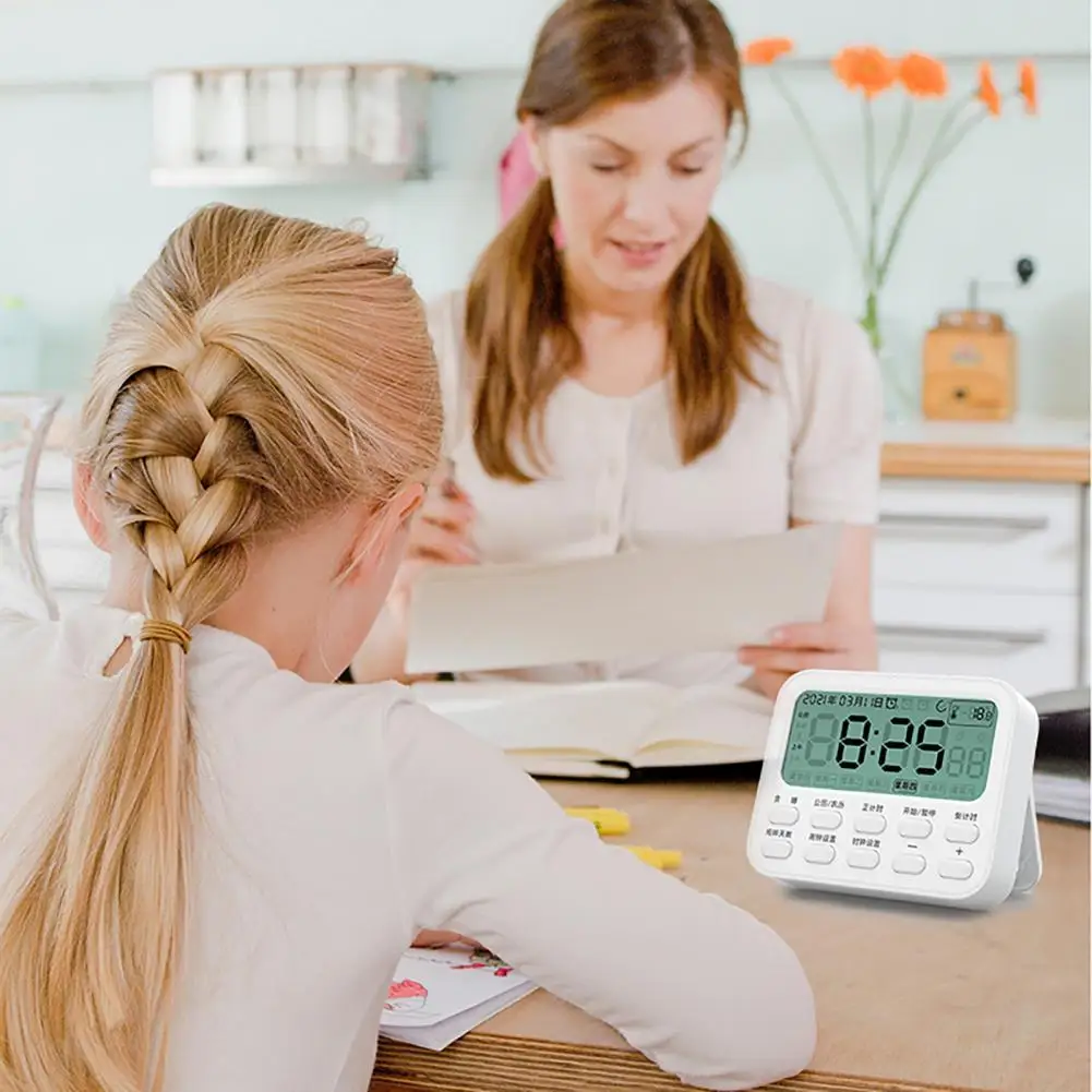 

Plastic Useful Smart Alarm Clock Timer Portable Alarm Timer Multifunctional for Office