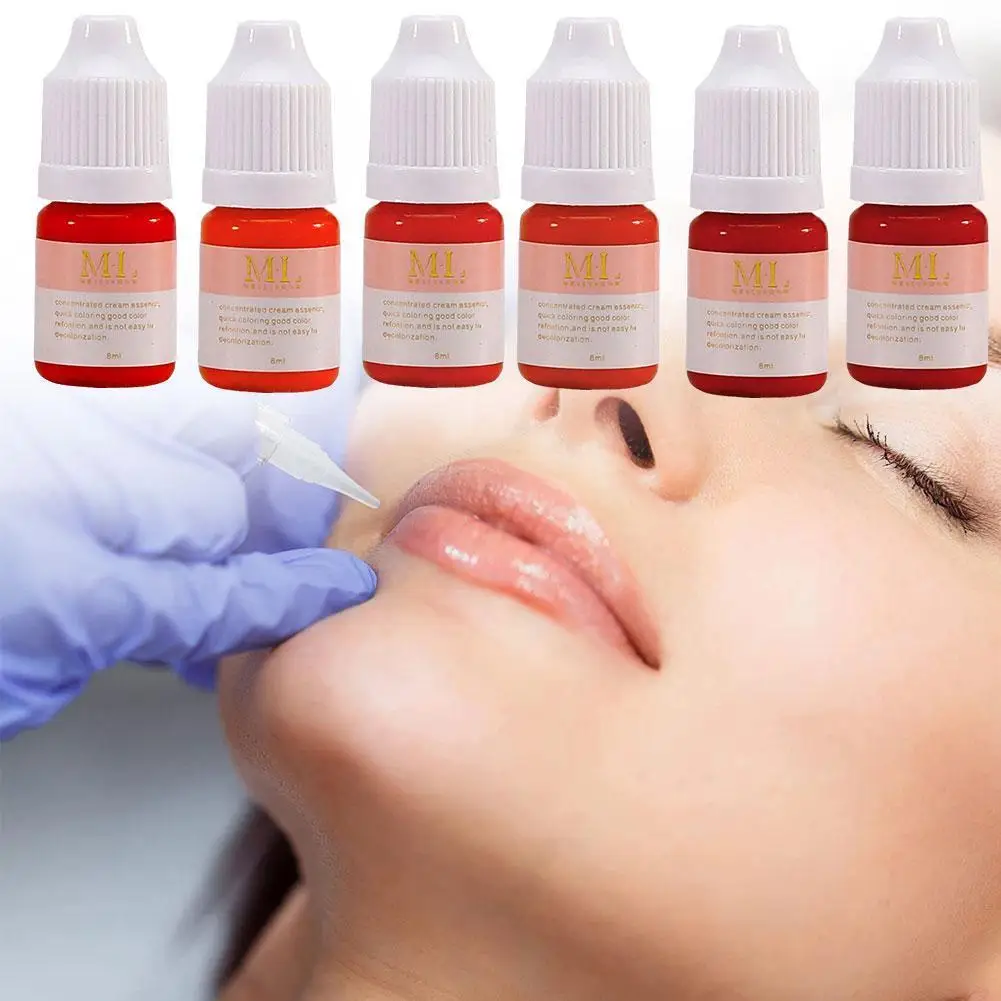 

8ml/bottle Permanent Makeup Color Natural Lips Dye Plant Tattoo Ink Microblading Pigments For Tattoos Eyebrow Lips Women Ma I8M0