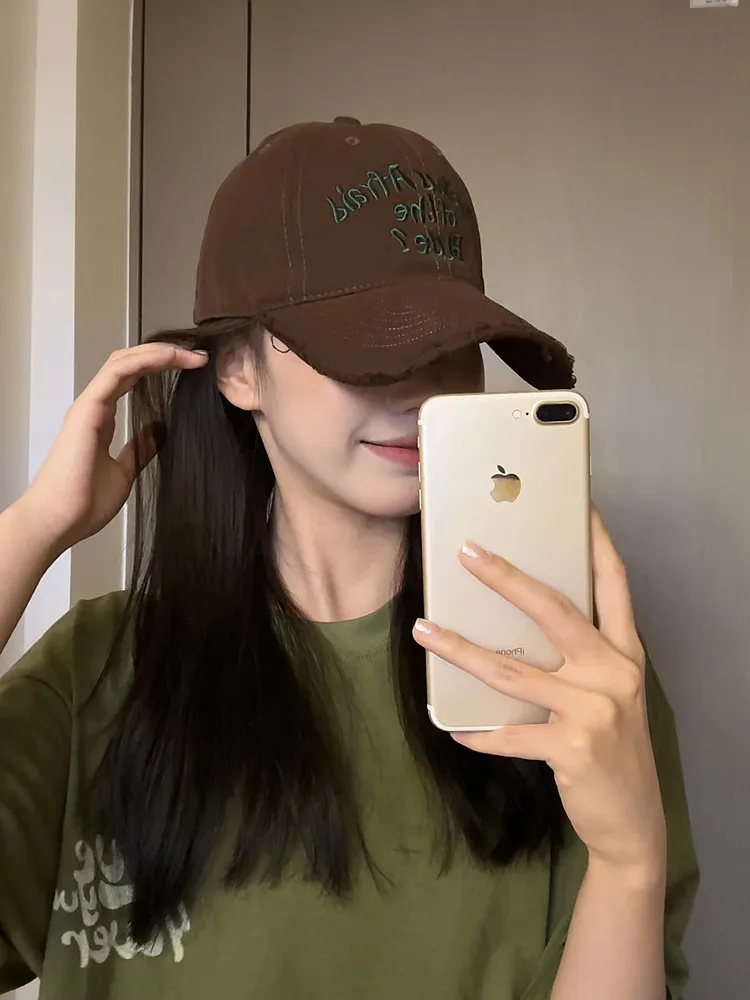 

2023 New Hat Broken-Edge Letter Baseball Cap Female Korean Summer Wide Brim Sunshade Peaked Cap