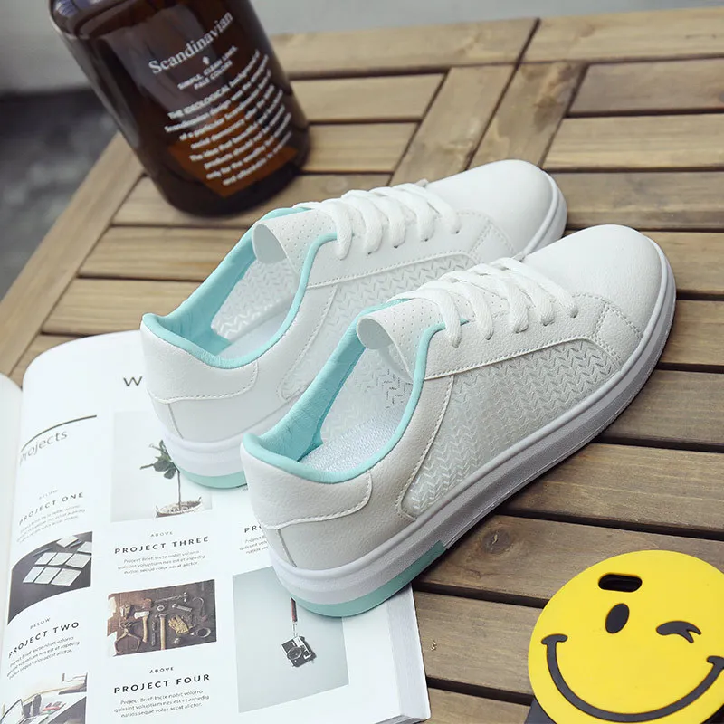 Summer Mesh Shoes for Women 2023 New Trendy Small White Shoes Female Woman Hollow Breathable Comfortable Lace up Board Shoes