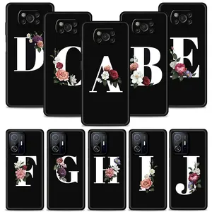 initials flower fashion women letters celular fundas for xiaomi poco x4 x3 nfc gt m3 m4 f3 5g f1 mi 11 10t lite 9t 12 phone case free global shipping