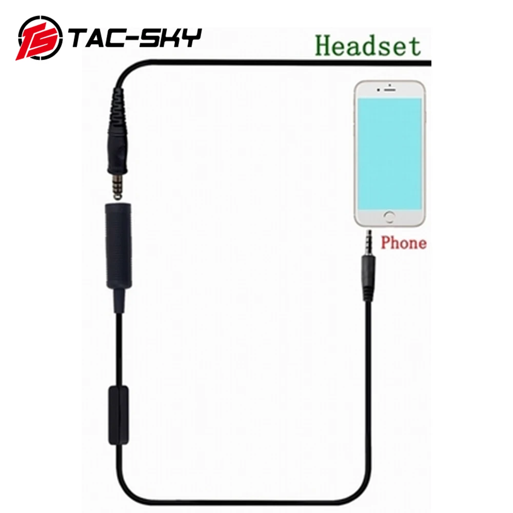 TS TAC-SKY Tactical Headphone Accessories Cell Phone Mini PTT Cell Phone Plug 3.5mm for MP3 Music Adapter Samsung HTC etc.