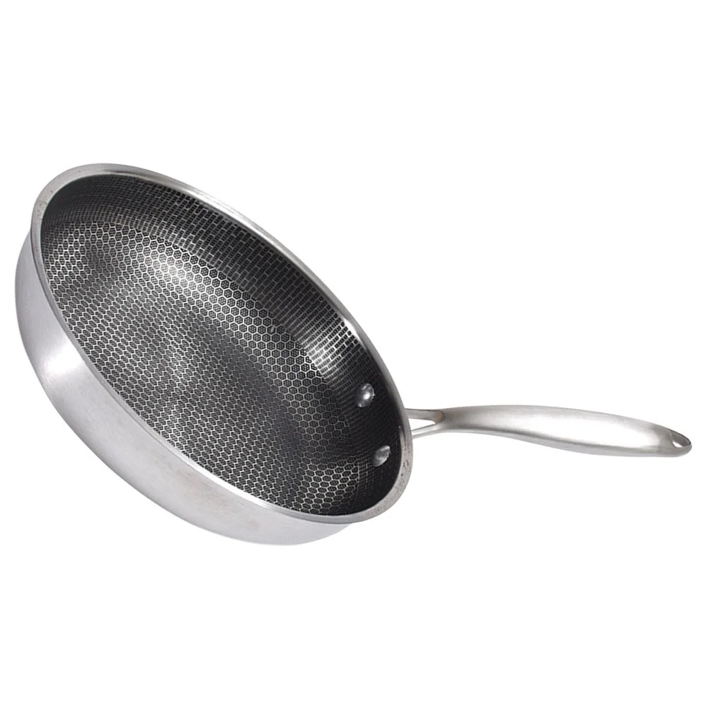 

Stainless Steel Wok Non Stick Pot Frying Pan Honeycomb Nonstick Skillet Fried Eggs Small for Breakfast