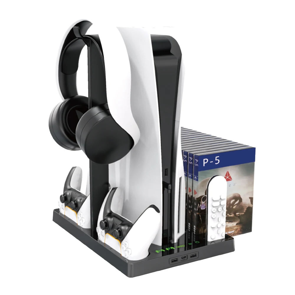 

PS5 двойной контроллер зарядное устройство консоль вертикальный охлаждающий вентилятор Подставка 4 зарядный адаптер 15 игровых слотов для SONY...