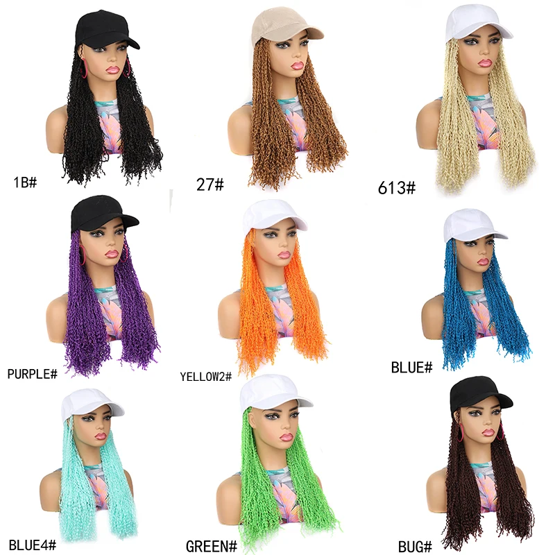 Zizi Плетеная бейсболка Парик Box Braid Наращивание волос со шляпой Ombre Цвет