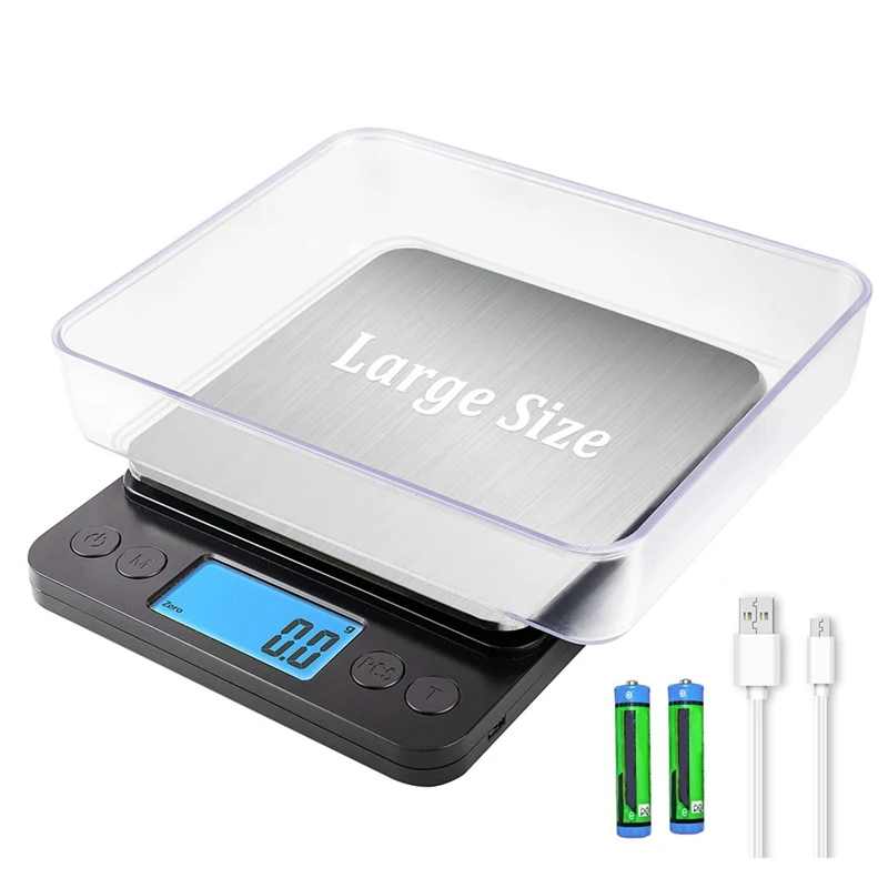 

Обновленные пищевые весы для унций и граммов, 3 кг на 0,1 г, высокоточные весы из серебристого пластика