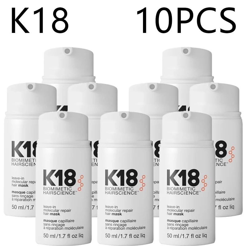 

10PC/Set 50ml K18 Leave-in Molecular Repair Hair Mask Deep Repair Keratin & Scalp Treatment Damage Recovery Soft Smooth Hair