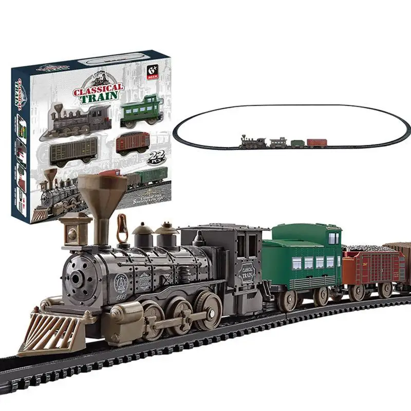 

Children's Train Set Battery Powered Electric Railway Train Set Cargo Car And Long Track Puzzle Toys Model Railroad Train Set