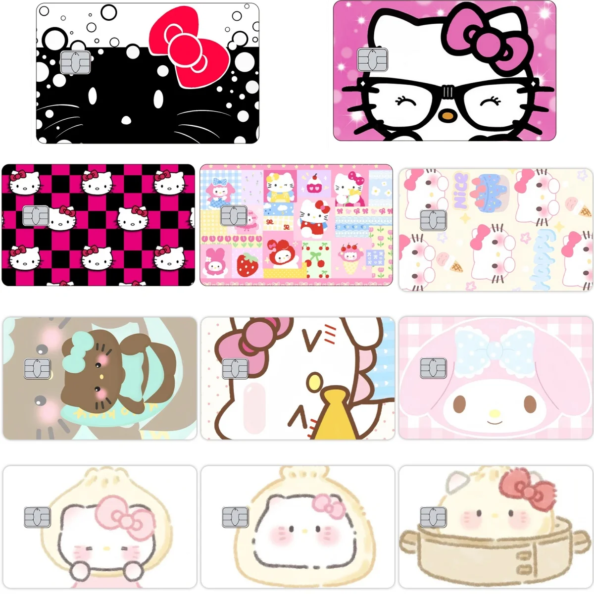 Kawaii Sanrio Kuromi Hello Kitty милые Diy кредитные карты дебетовая карта наклейки аниме