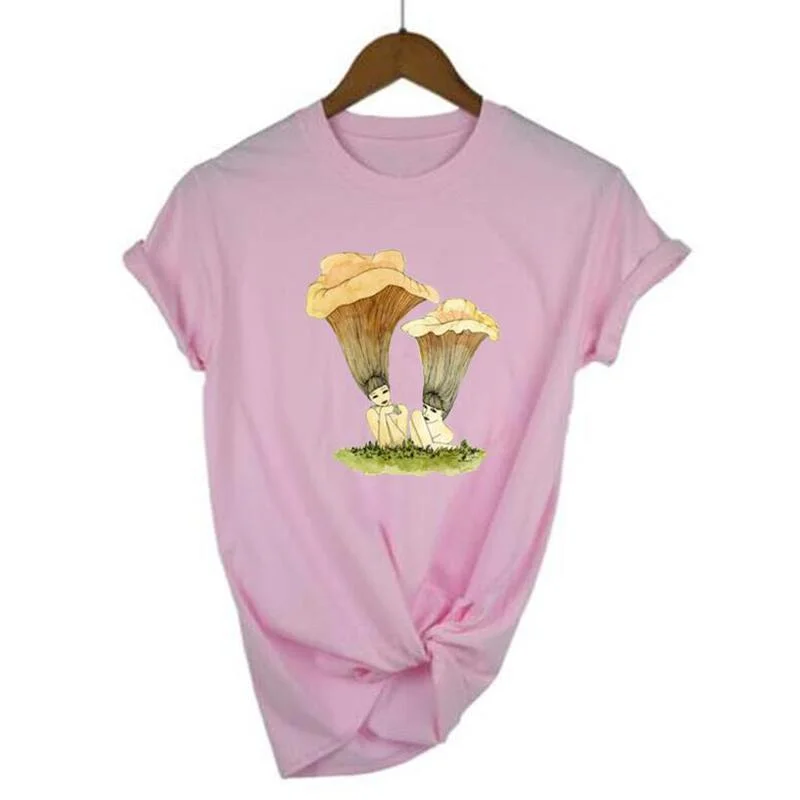 

Футболка женская с коротким рукавом, винтажная Повседневная рубашка с принтом в виде грибов для девушек, Aesthet Harajuku, топы