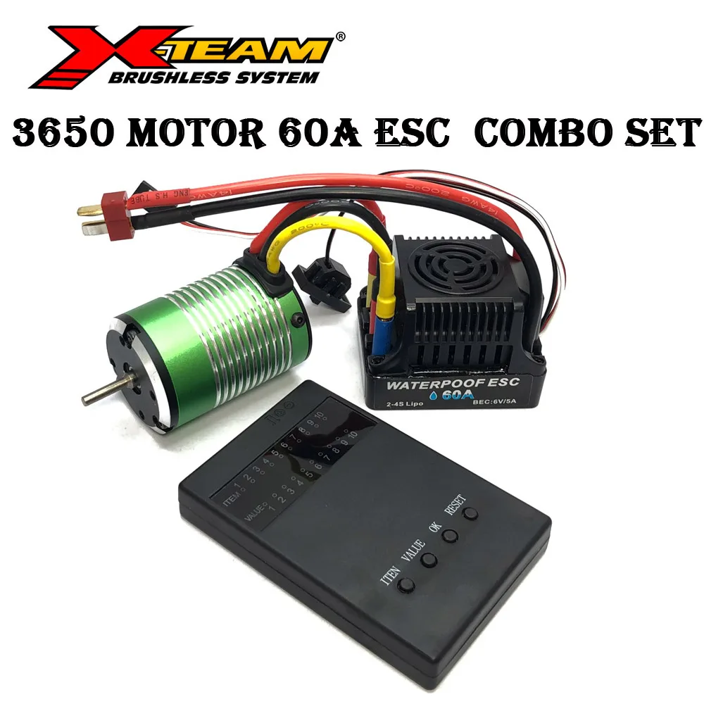 Водонепроницаемый X-Team 3650 5400KV 4550KV 3900KV 1480KV бесщеточный двигатель 60A ESC для Wltoys 104001