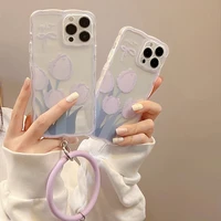 for iphone 13 pro max 12 11 xr xs max x 7 8 plus hanging ring soft phone case cute tulip phone case wholesale funda iphone 11