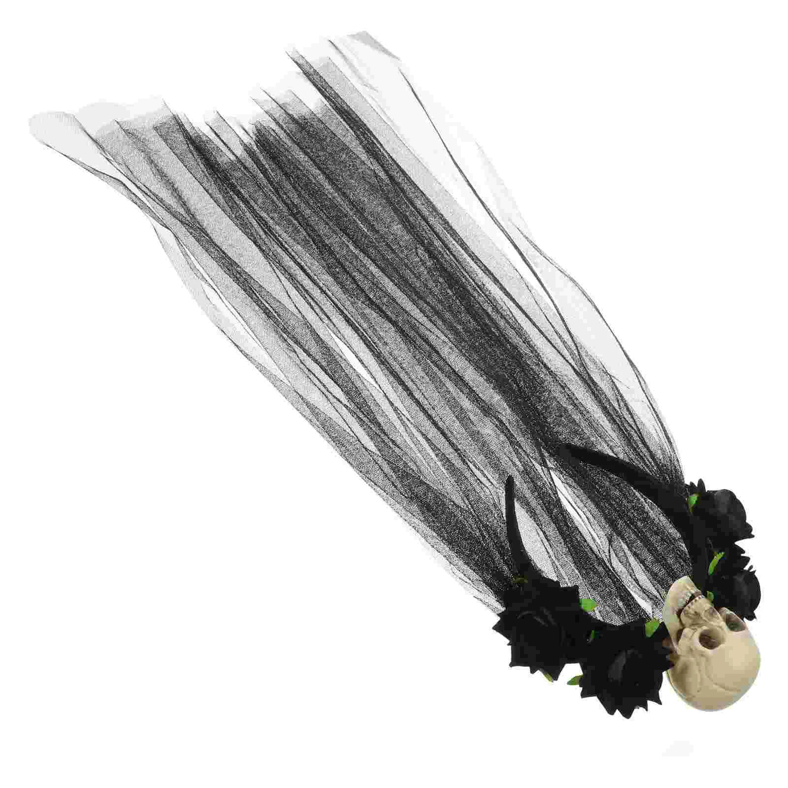 

Gothic Flower Headband Black Headbands Floral Crown Veil The Flowers Headpiece Lolita