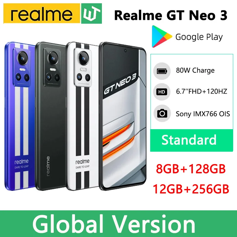 

Realme GT NEO 3 5G Global Version Smartphone Dimensity 8100 6.7" 120Hz OLED Display 80W SuperDart Charge Sony IMX766 OIS Camera