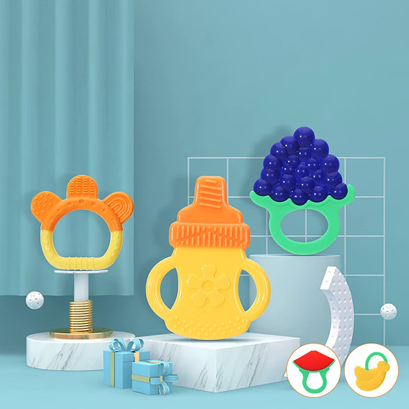 

1Pc Baby Silicone Teether BPA Free Cartoon Truit Teething Necklace Pendant Nursing Teeth Gift Baby Silicone Teether