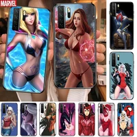 marvel sexy girl women black soft cover the pooh for huawei nova 8 7 6 se 5t 7i 5i 5z 5 4 4e 3 3i 3e 2i pro phone case cases