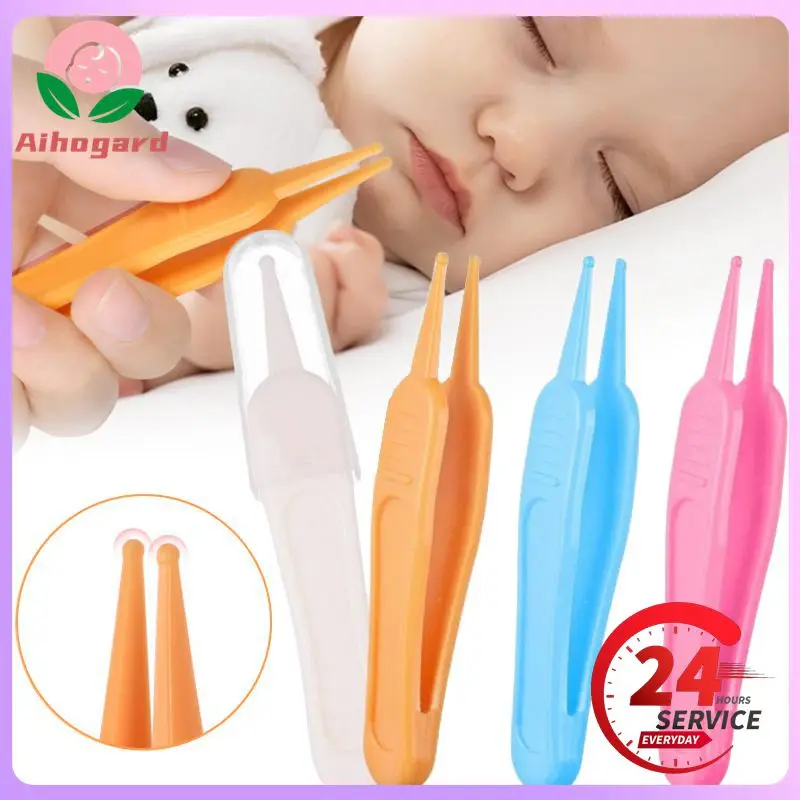 Baby Plastic Cleaning Tweezers Safety Care Round Head Clamp Anti-skid Design Clean Ear Holes Nostrils Forceps Babies Daily Care