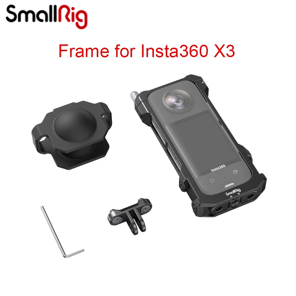 

SmallRig Protective Frame Cage For Insta360 X3 Sport Panoramic Action Camera Accessory Cold Shoes 1/4"-20 Threaded Holes 4088B