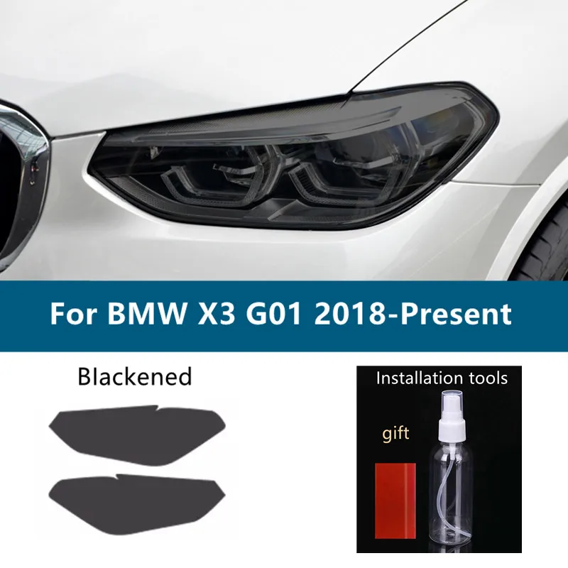 

For BMW X3 F25 G01 2020 M Car Headlight Tint Smoke Black Protective Film Vinyl Protection Transparent TPU Sticker Accessories 2p