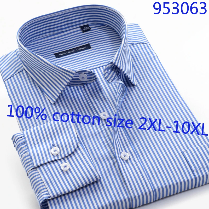 

2019 New Arrival Fashion Long Sleeve Men 100%cotton Super Large Striped Casual Shirts Men Long Sleeve Plus Size 42-50 2XL-10XL