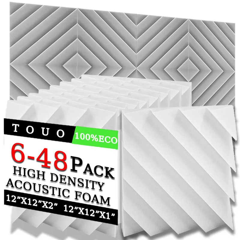 Акустическая пена TOUO 6/12/24 шт. высокоплотные настенные панели с алмазным желобом