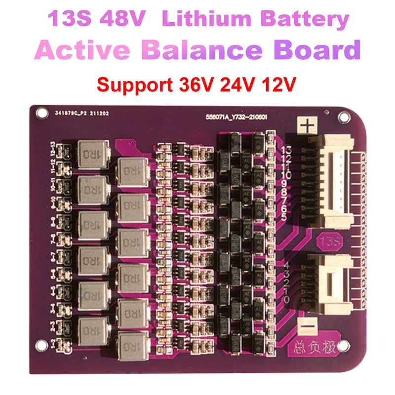 

13S 48V PCB Lifepo4 Ternary Lithium Battery Active Balance Board Support 36V 24V 12V Lithium Battery Protection Repairer