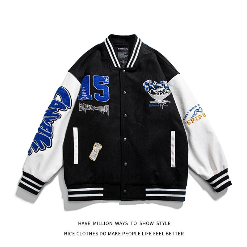 

2022 New Spring Autumn Stadium Letterman Award Embroidery Jacket Men Baseball Unisex Women Couple Varsity Coat Bomber Street