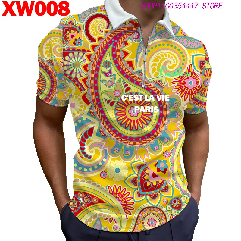

Men's Polo Shirt Hd Digital Printing Short Sleeve T-shirt Summer Polyester Fiber Shirt Sportswear Large Zipper POLO TOPS S-6XL