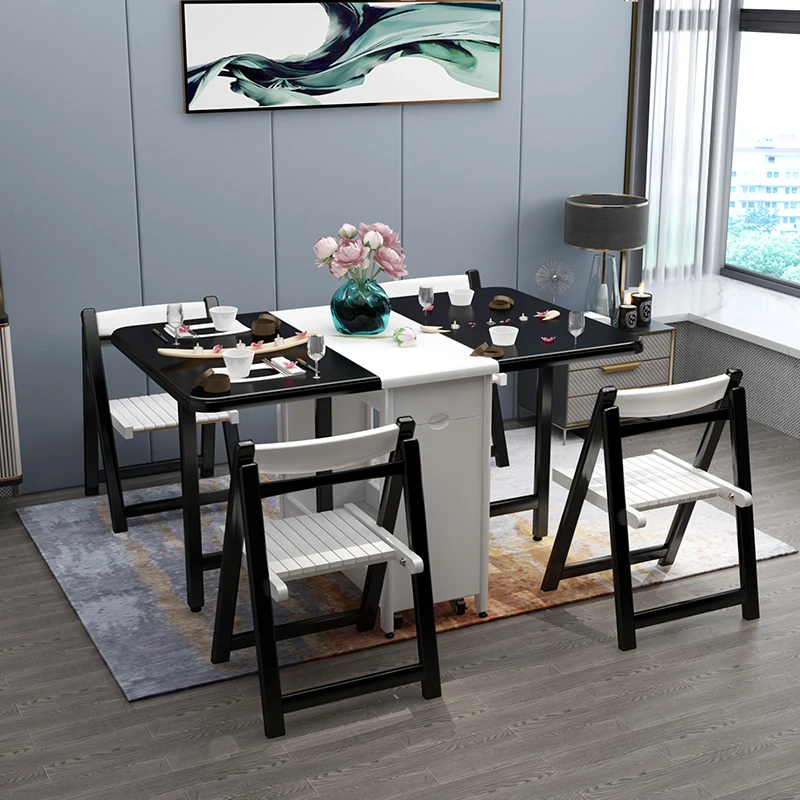 Складные обеденные столы из дерева белые кухонные мобильные маленькие