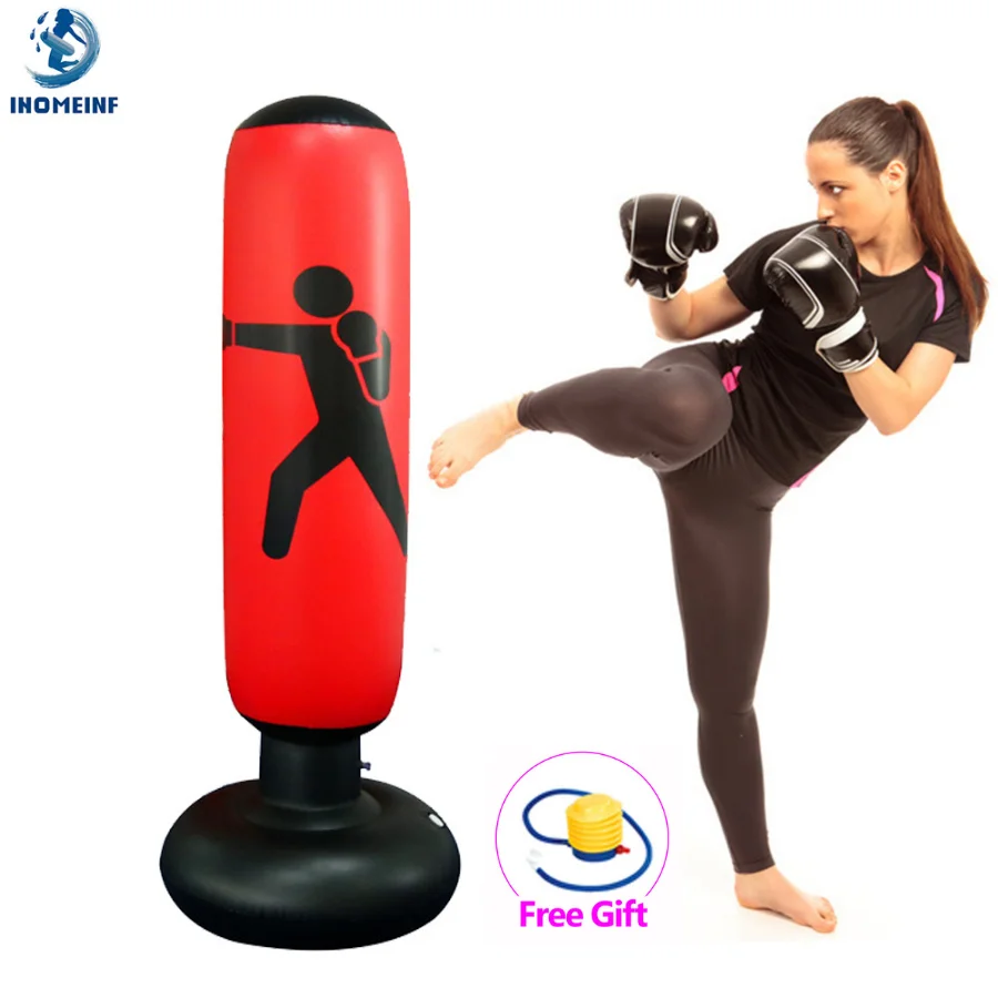 

160cm/25.6in Inflatable Boxing Bag With Stand For Adult Children Sandbag Fitness Standing Punching Bags PVC Boxing Equipment