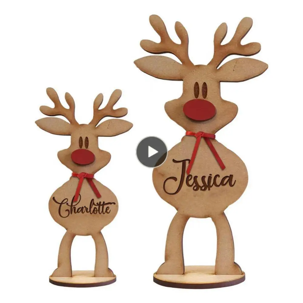 

Wood Freestanding Reindeer Personalized Cartoon Elk Ornament Cute With Names Holiday Party Supply Christmas Decorations