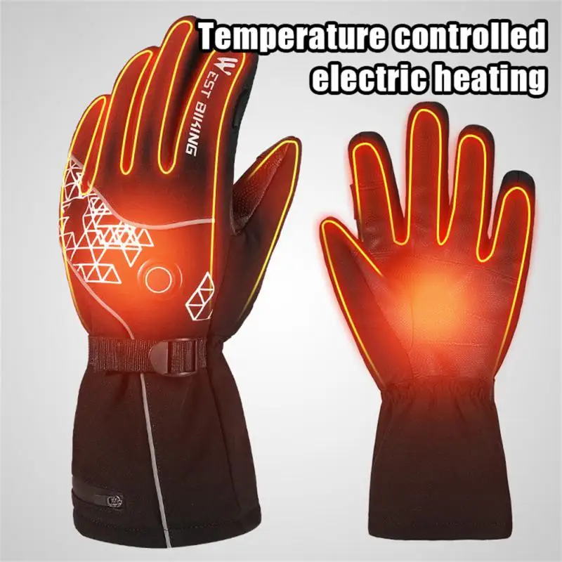 

WEST BIKING Men Heated Gloves USB Winter Warm Cycling Gloves Full Finger Touchscreen Motorcycle Guantes Snowboard Skiing Mittens