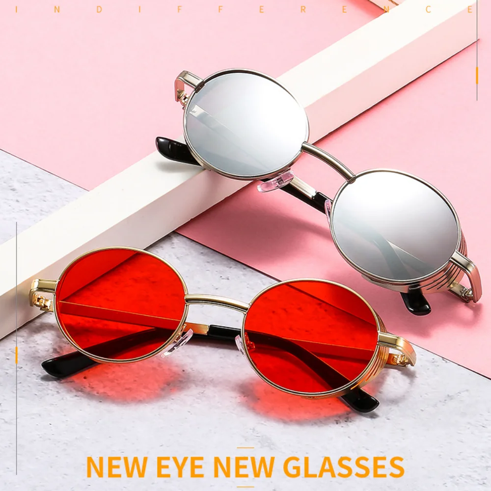 

Мужские солнцезащитные очки с защитой от УФ-лучей, модные персонализированные Круглые Солнцезащитные очки в стиле панк, хип-хоп, очки для вождения, путешествий и поездок