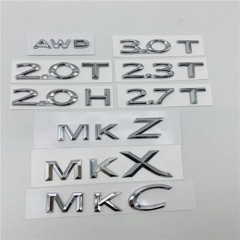 

Fit for Lincoln MKX MKZ MKC 2.0T 2.3T 2.7T 2.0H AWD Letters Rear Trunk Lid Emblem Tail 3D Logo Stickers Side Door Nameplate Sign