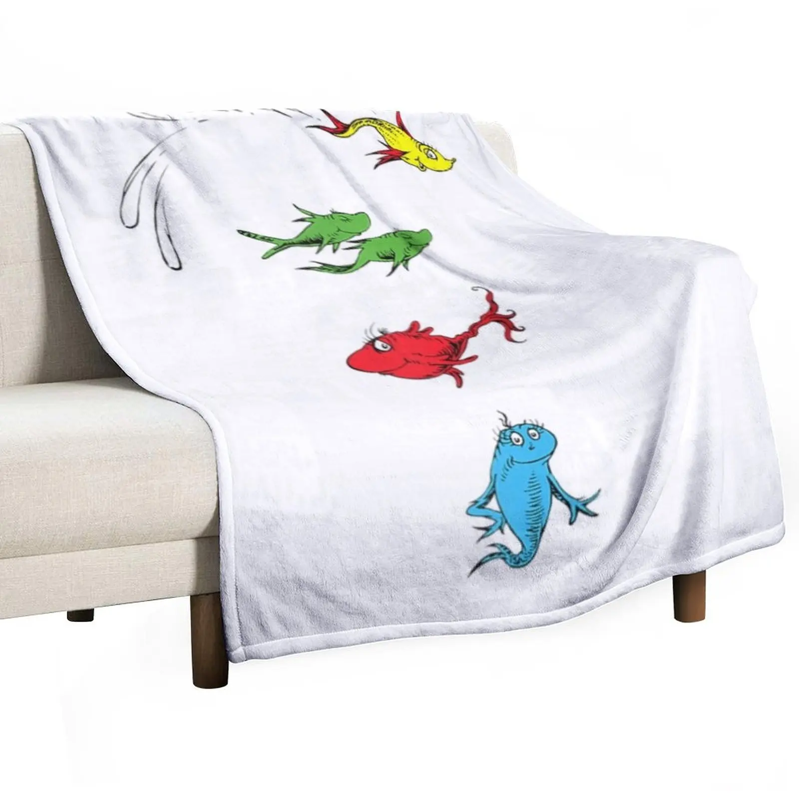 Одеяло Dr. Seuss One Fish Two Red Blue Декоративные одеяла для диванов Детские и