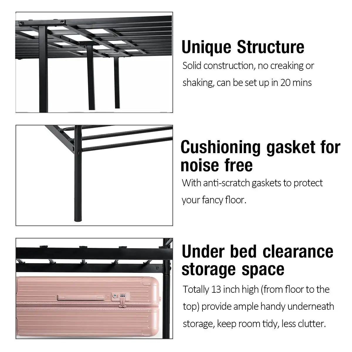 Сверхпрочная металлическая рама для кровати без пружины и шума основа матраса