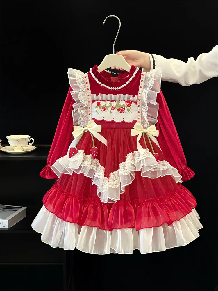 Новинка осени и зимы 2024 утепленное платье принцессы Лолиты на флисовой подкладке