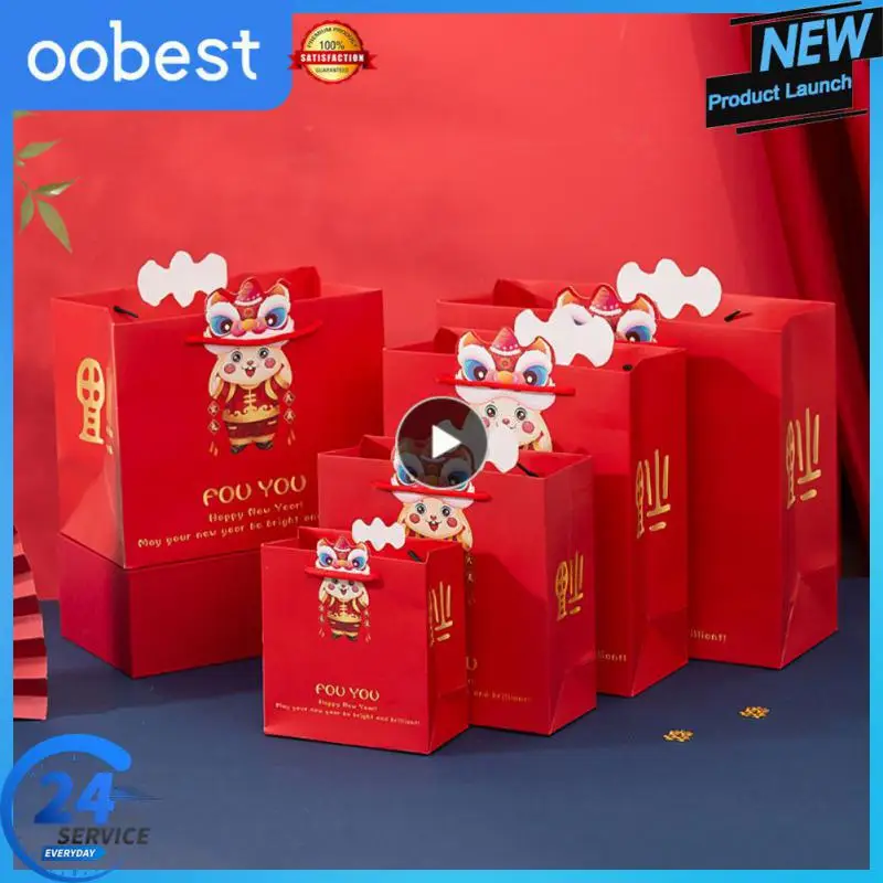

Childrens Gift Packaging New Year Gift Bag Creative Cartoon Rabbit Christmas Supplies Classic New Year Party Decor Chinese Red