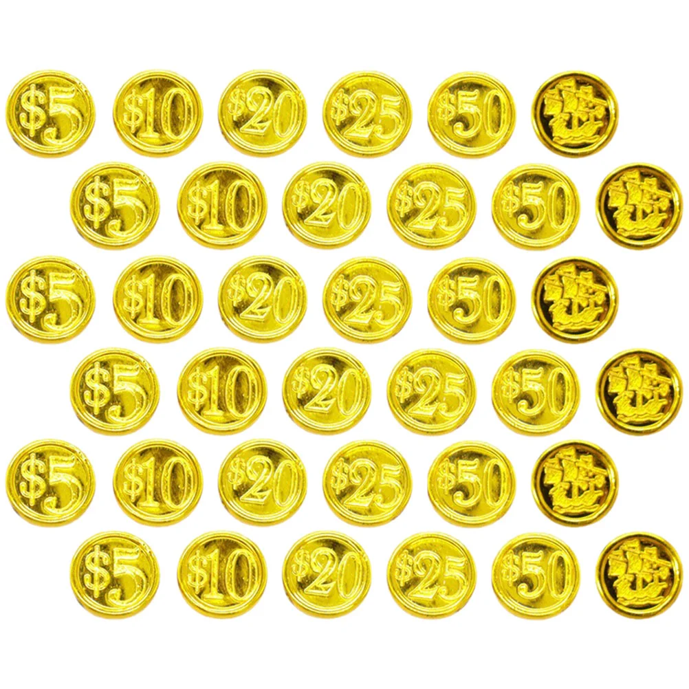 

48 Pcs Reusable Coins Compact Daily Use Gaming Pirate Game Toy Party Favors Props Currency Plaything