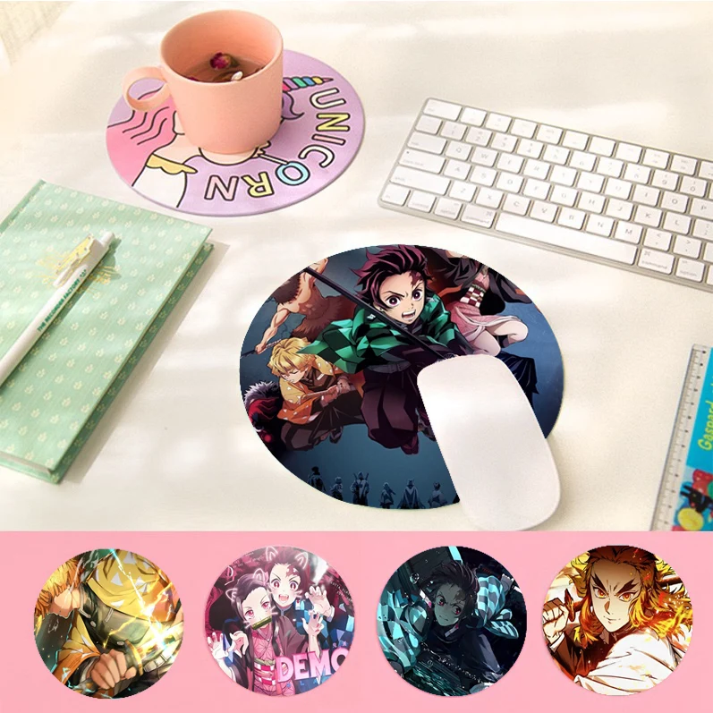 

Kimetsu no Yaiba 22x22cm Round Office Computer Desk Mat Table Keyboard Mouse Pad Laptop Non-slip Office Desk Accessories