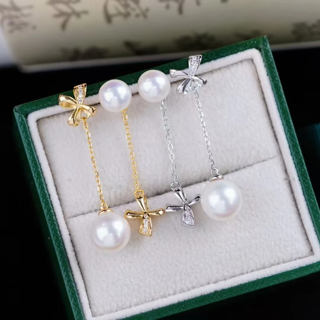 Серьги из стерлингового серебра 925 пробы с бантом базовые крепления для